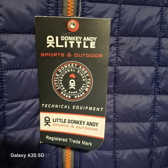 Little Donkey Andy Mens Quilted Insulated Vest Navy Blue With Orange Accents Siz - Picture 3 of 8